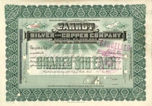 Parrot Silver and Copper Co. - Parrot with Ingot Vignette - Montana Mining Stock Certificate